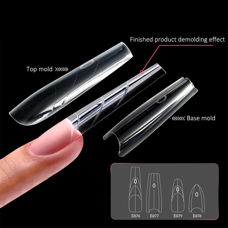 Sandwich Dual Nail Forms 240Pcs 14Size Quick Extensions-Dual Forms T-Shaped Ellipse Manicure Forms Top Mold Bottom Mold 3D