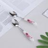 Floral ceramic handle fork rice spoon tableware stainless steel  soup  coffee ice spoon dessert household mixing spoon 5pcs