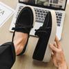Small leather shoes men's platform British style ins retro Korean version casual board shoes Doudou shoes lazy one pedal loafers