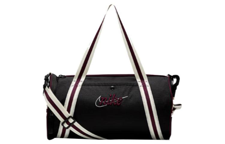 Nike Heritage Polyester Recycled Material Portable One Shoulder Crossbody Gym Bag Large Unisex Black & Red dr6261-011