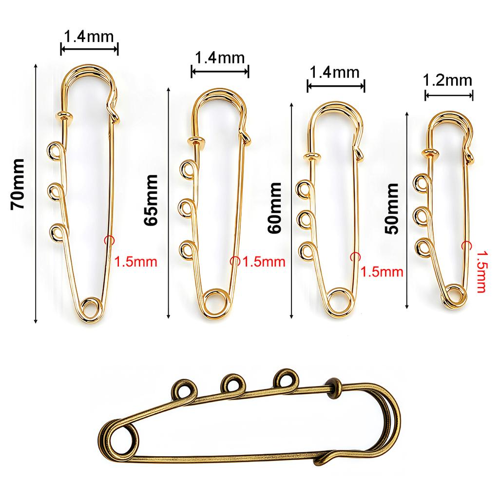 5/10 PZ Spilla di Sicurezza Metallica Grande Base Vuota Spille Brooch 3 Anelli Fermagli Artigianato Fai da Te Materiali per la Creazione di Gioielli Accessori