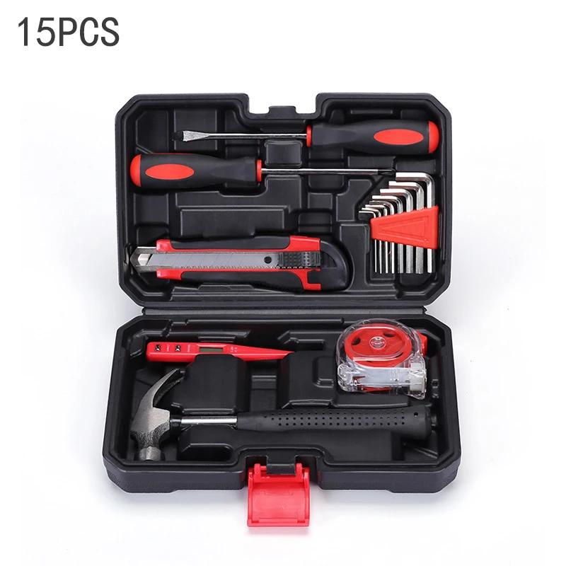 19/43/120 Piece Hand Tool Kit Set with Toolbox MultiFunctional Household DIY Tool Set with Screwdriver Hammer Wrench Pliers Tape Style1