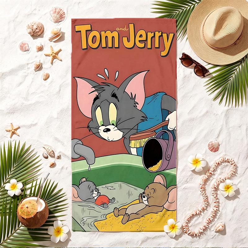 Tom and Jerry Soft Beach Towel Stylish Beach Pool Towel for Summer Seaside Vacation Travel