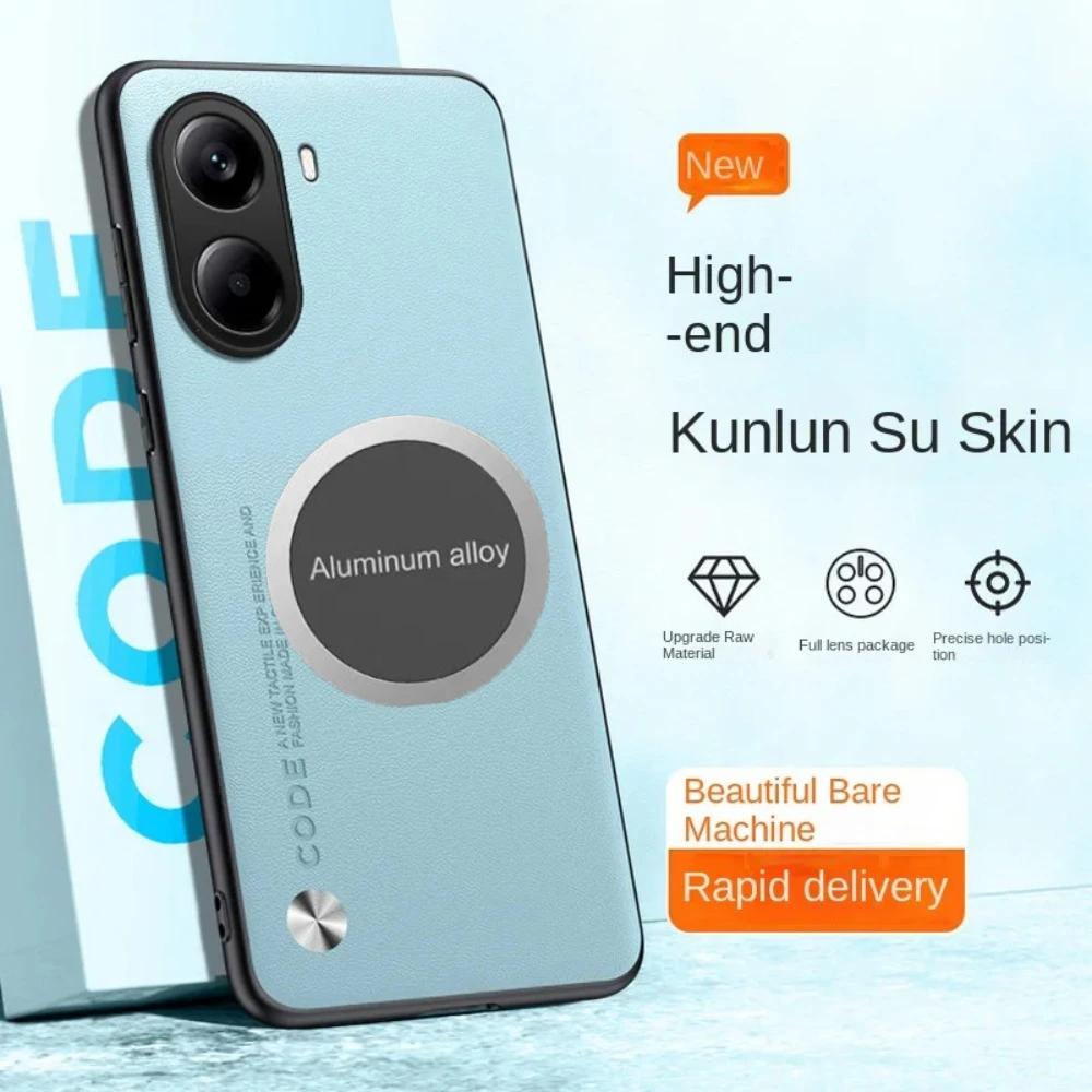 Busine Sle Leather Metal Car Magnetic Holder Phone Case for POCO X7 F6 X6 F5 X5 Pro Pro M6 4G C75 C65 Skin Feel Protect Cover