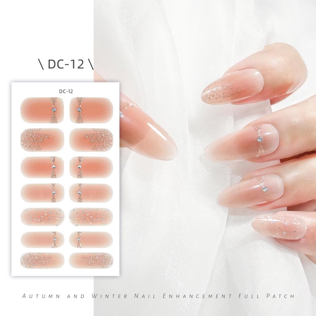 Waterproof 3D No-Bake Gel Nail Stickers - Long-Lasting, Full Cover with Star & Heart Designs