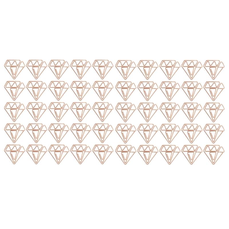 

50 Pieces Metal Diamonds Shaped Decorative Binders Clips Decorative Page Holders Clips Set For Planners Gift Wrapping розового золота
