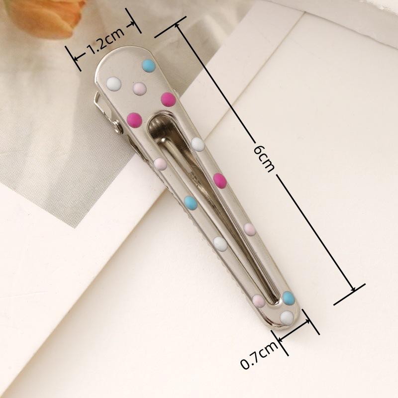 6cm Colored Polka Dot Metal Hair Clip, Side/Duckbill/Straight Clip, Cloud-Style Bangs Clip, Handmade Hair Accessory