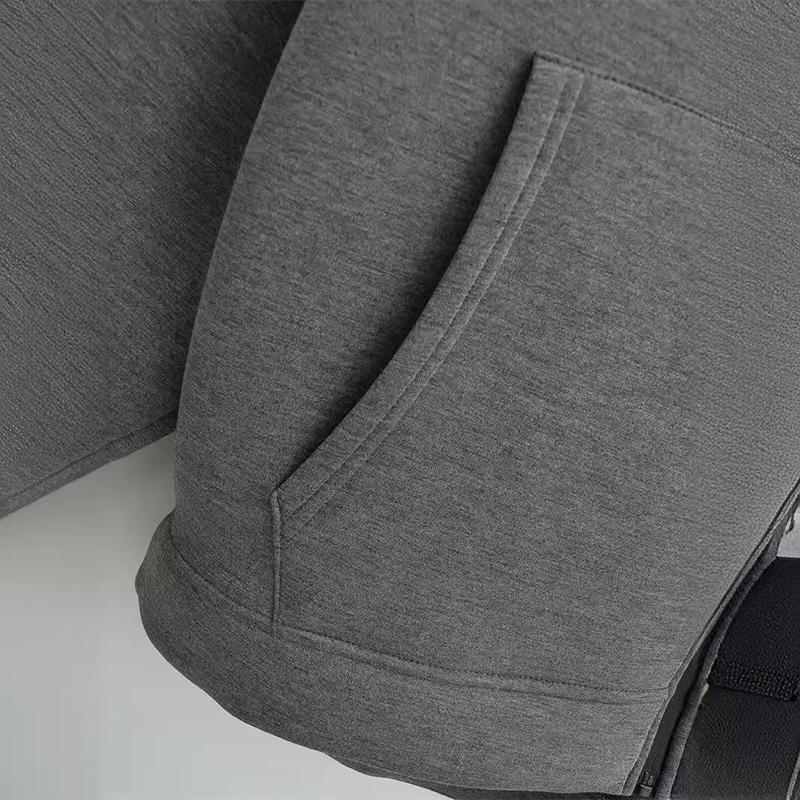 Winter Damen Reißverschluss Hoodie High Street Unisex Stil Doppelte Taschen Übergroße Lockere Sweatshirts Oberbekleidung Top