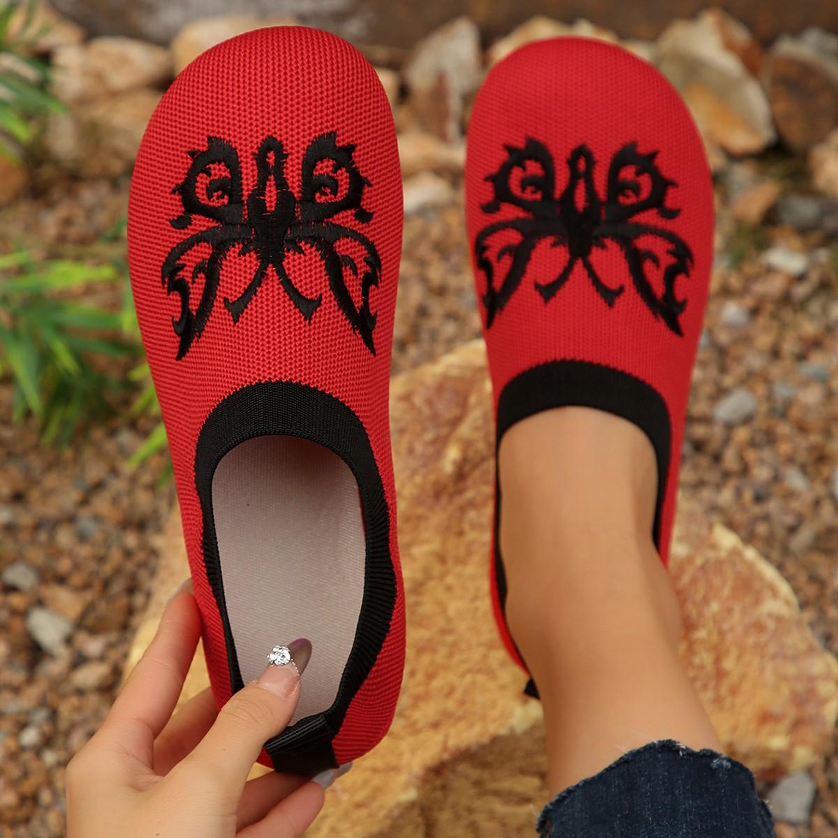 

Модные женские балетки Новые туфли на плоской подошве с круглым носком Однотонные вязаные слипоны Повседневные дышащие балетки Женские лоферы 36