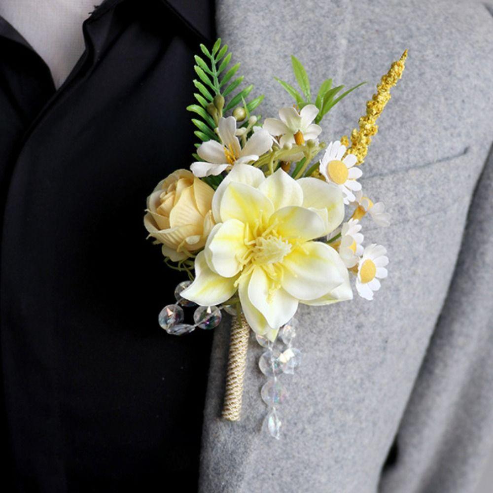 Artificial Flower Bridal Corsage Magnolia Wrist Corsage  Wedding Accessories