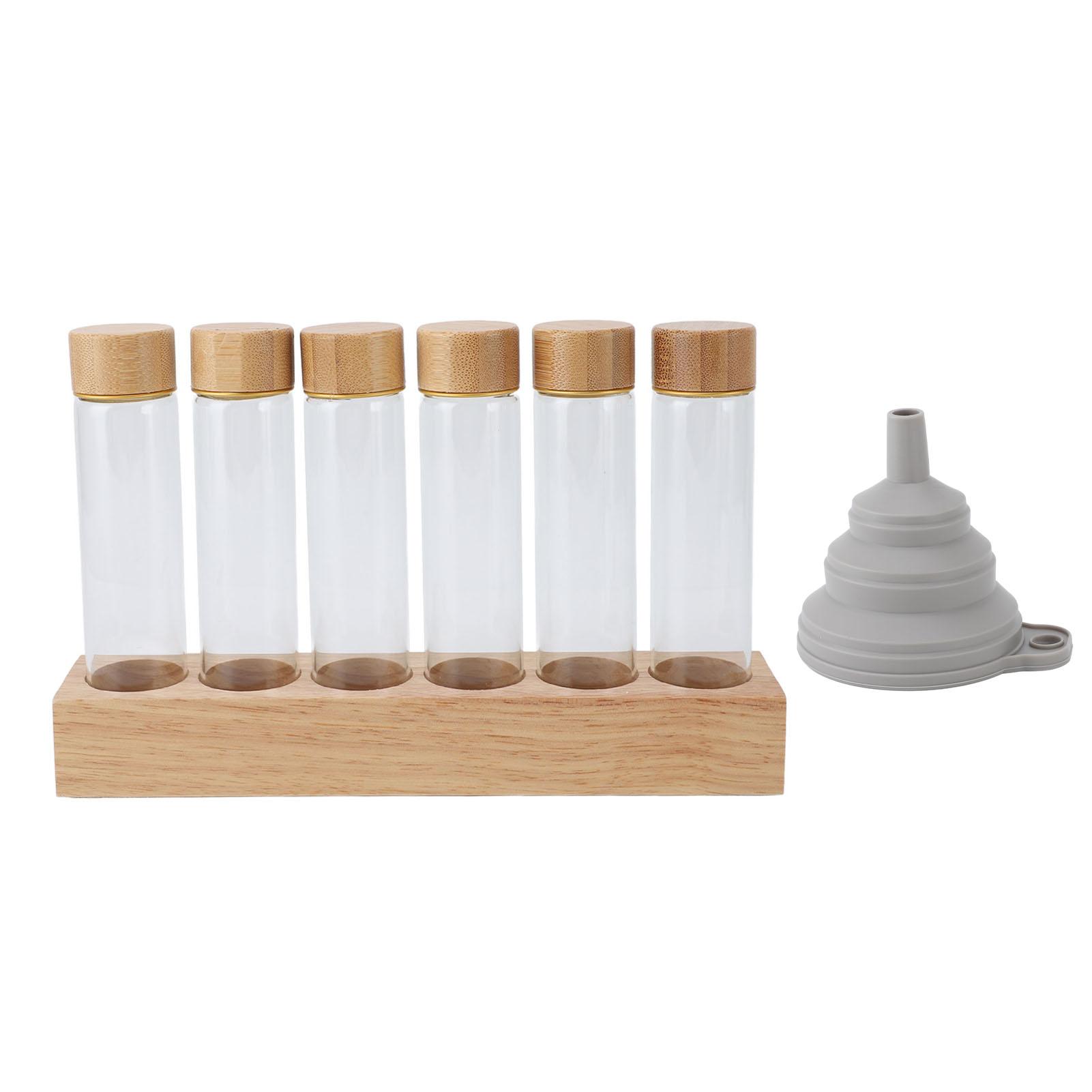 

Coffee Bean Storage Tube Glass Coffee Bean Cellar with Wooden Display Stand for Cafe Bar Decor
