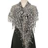 Hollow Triangle Sequin Lace Shawl Bridal Wedding Women Luxury Party Wrap Female Shiny Glitter Stole Club Scarf with Tassel