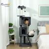 160cm Large Cat Tree Tower with Sisal Scratching Posts, Condos, Plush Perches, Hammock, Ladder, Dark Grey