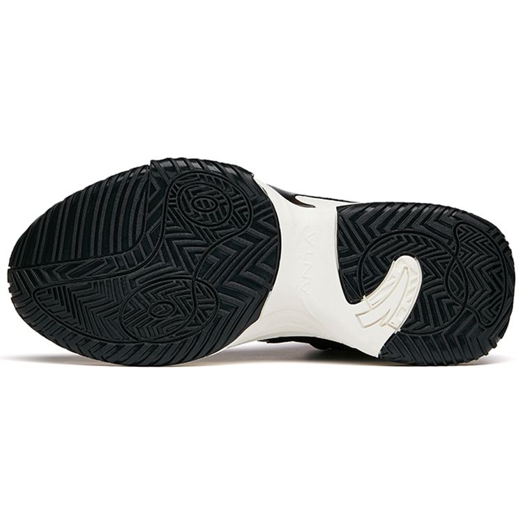 Anta Basketball Series Wear-Resistant Non-Slip Mid-Top Basketball Shoes Men Sneakers Black White 112141623-2