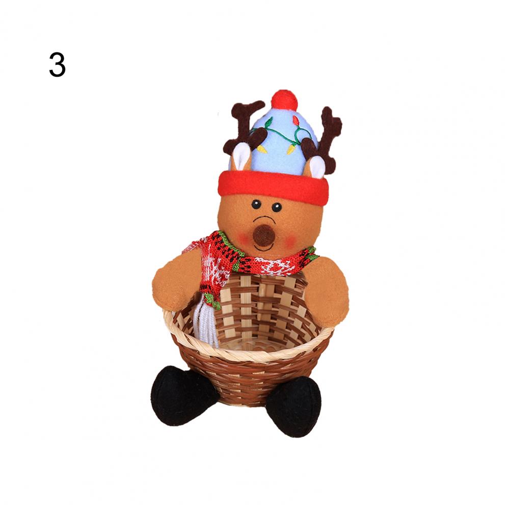 

Santa Claus Snowman Candy Storage Bamboo Basket Christmas Gift Desktop Ornament Woven Handmade Bamboo Basket Snacks Restaurant