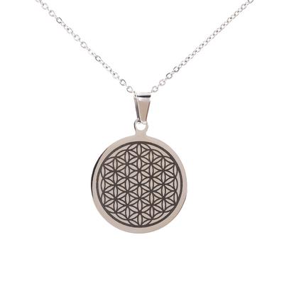 Naszyjnik z wisiorkiem Kwiat Życia Tytanowa stal Geometry Life Spirit Jewelry Naszyjnik