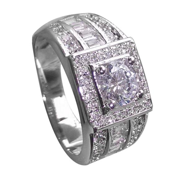 

Fashion Men Rhinestone Wedding Engagement Finger Ring Party Decor Jewelry Gift US 9