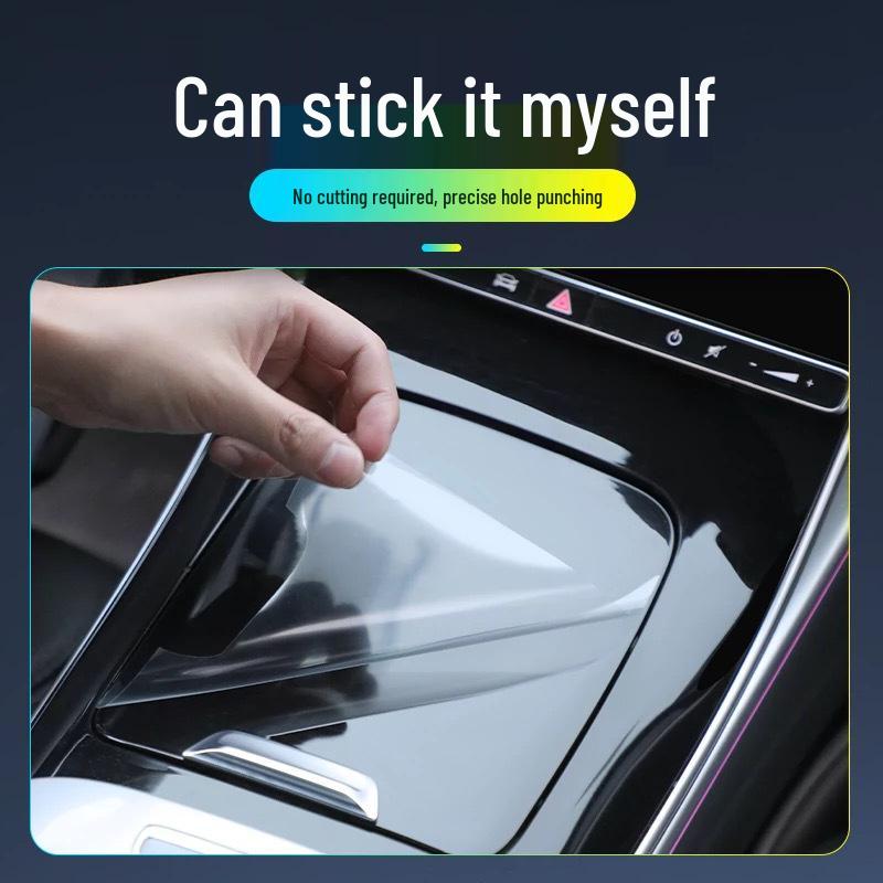 Compatible Interior Films for 25 Mercedes-Benz GLA/GLB Models: Navigation Screen, Gear Shift, and AC Stickers in HD TPU.