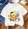 Summer Fashion Crew Neck Streetwear Boys and Girls 3-14 Years Old Kids Casual T-Shirt Cute Pudding Dog Cartoon Print