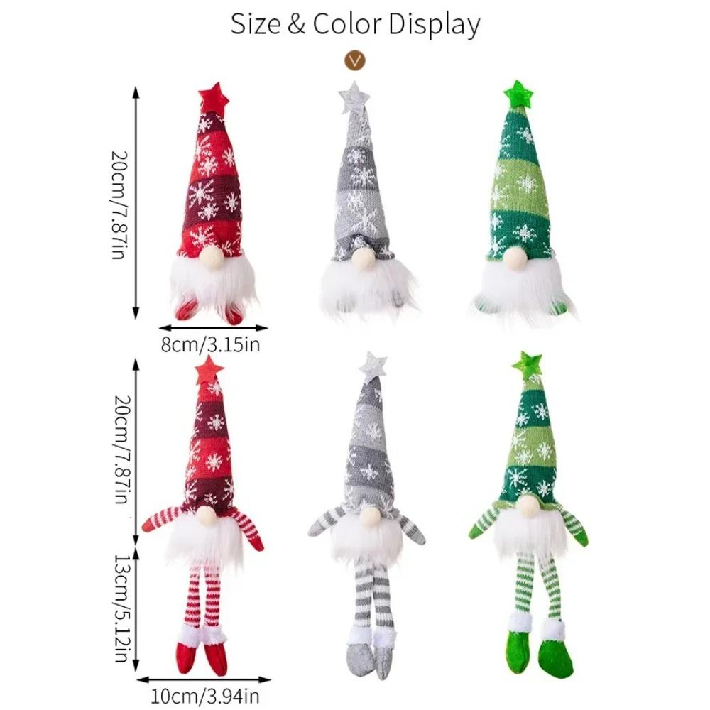Christmas Faceless Doll Gnome Ornaments LED Light Plush Knitting Crafts Tree Pendant Christmas Decorations for Home Kids Gift
