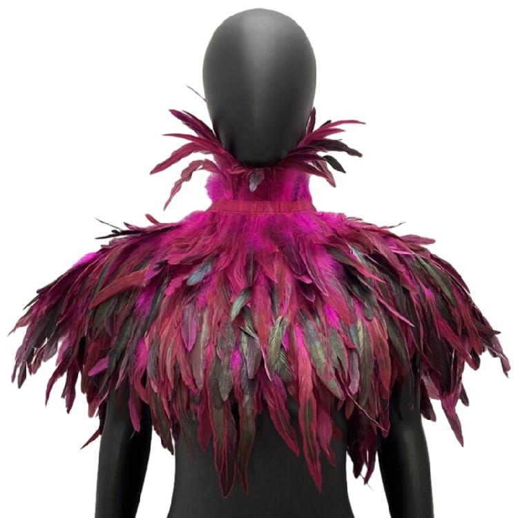 Mantello con Piume a Tema per Feste di Donne, Abito per Festival Musicali, Sciarpa da Travestimento, Mantello Cosplay