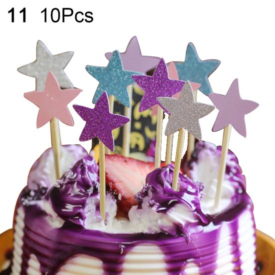 10Pcs Glitter Star Cupcake Cake Topper Party Supplies Birthday Wedding Decor