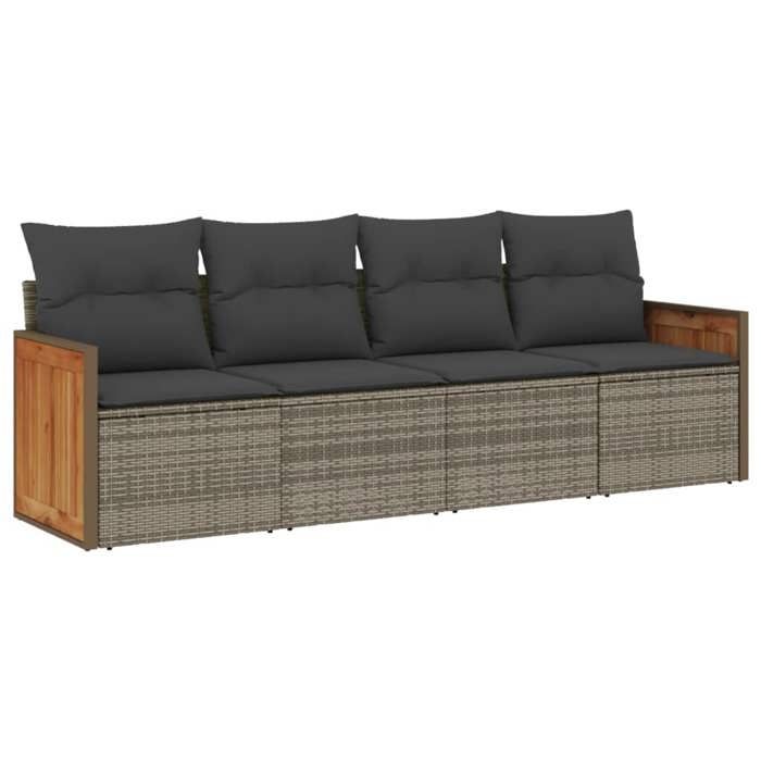 VidaXL Salon de Jardin avec Coussins 4 pcs, Canapés de Terrasse, Ensemble de Meubles de Patio, Mobilier d'Extérieur, Gris 3259855