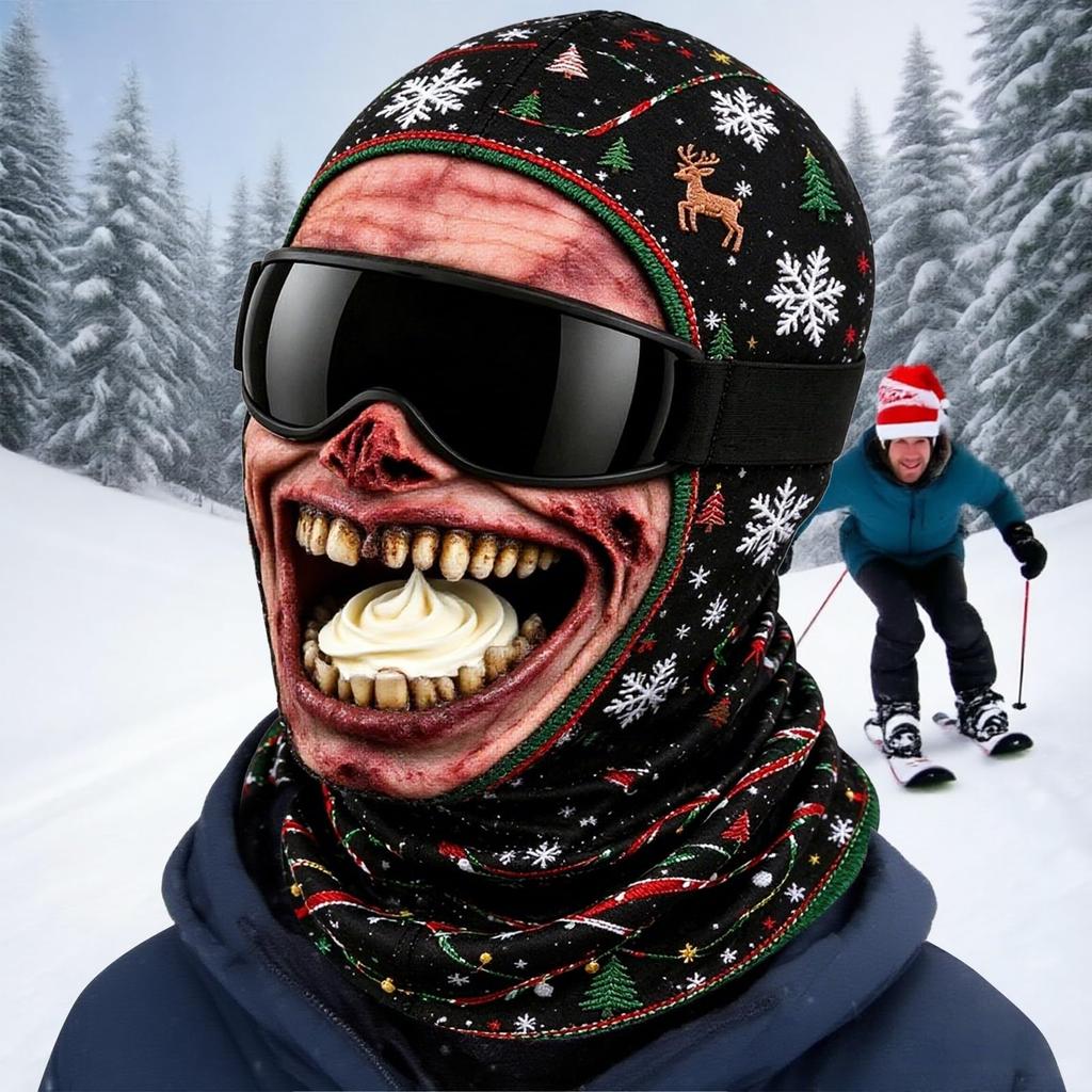 Maschera da sci integrale novità con stampa 3D di vecchio, antivento invernale per il freddo, occhiali da sole non inclusi
