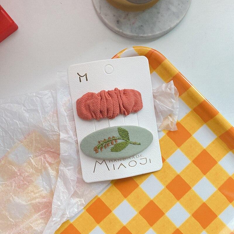 Cute Children Hair Pins Matte Cartoon Fruit Plant Fabric Embroidery BB Hair Clips for Girl Korea Simple Fashion Hair Accessories