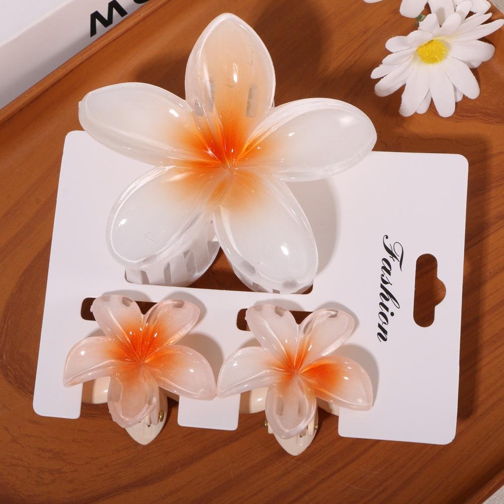 One Large and Two Small, Gradient Color Flower Hair Clip, Summer Fashion Casual Style Hair Accessory Perfect for Outings
