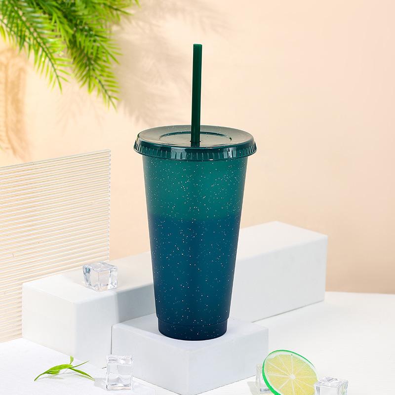 

Вспышка порошка соломенная чашка блестящая чашка для напитков многоразовая кружка для кофе и сока пластиковая кружка меняющая цвет бутылка для воды посуда для напитков кофейная чашка