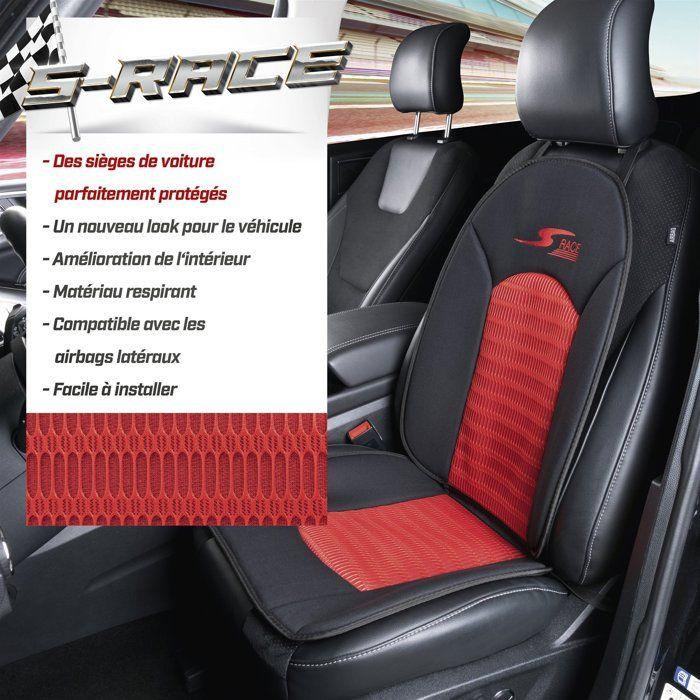 Housses de sièges - s-race - rouge - universel - compatible airbag - 103x47cm