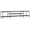 TV Cabinet Smoked Oak 201 x 35 x 45 cm Wood Based Panel & Iron