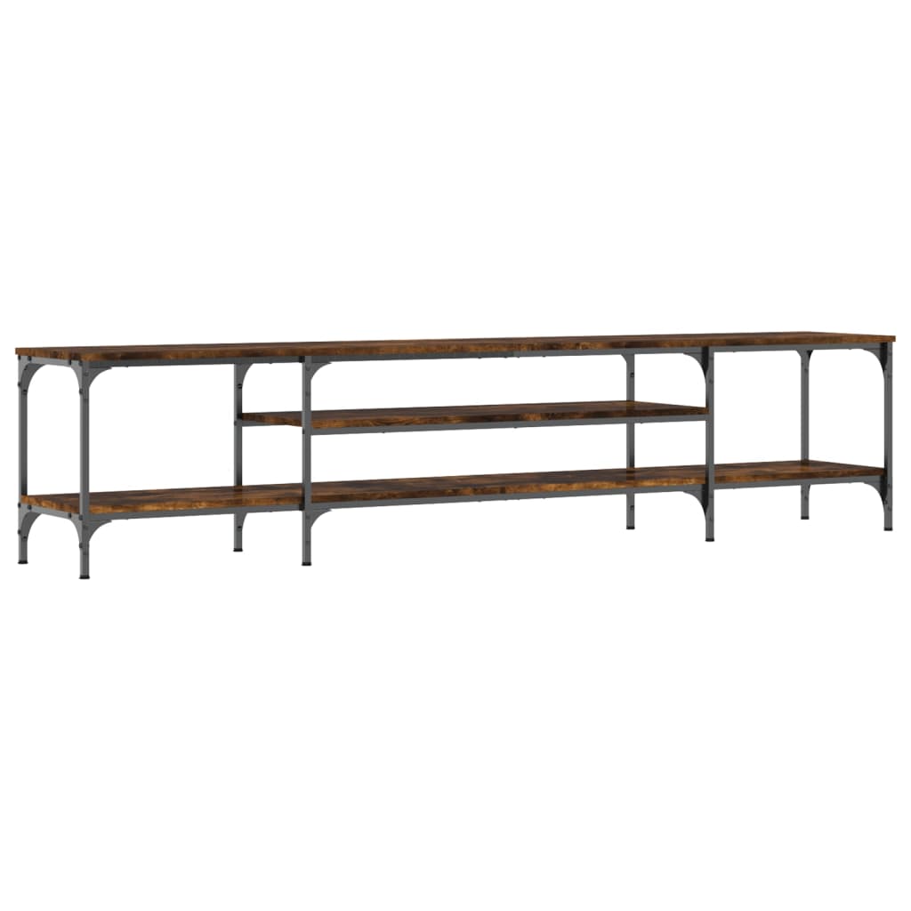 TV Cabinet Smoked Oak 201 x 35 x 45 cm Wood Based Panel & Iron