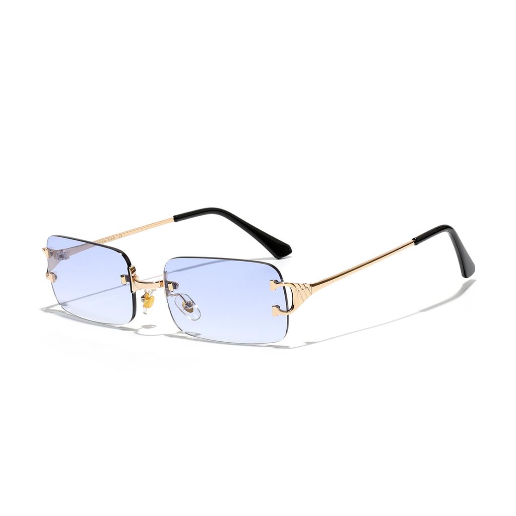 Ruiao  rimless sunglasses UV400 fashion square metal glasses for men women designer man's brand sun shades for outdoor