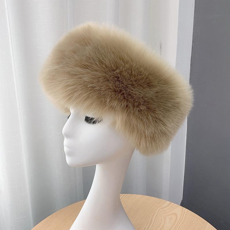 New Winter Thick Furry Hairband Fluffy Faux Fur Women Girl Fur Headband Hat Winter Outdoor Earwarmer Ski Hats Snow Cap