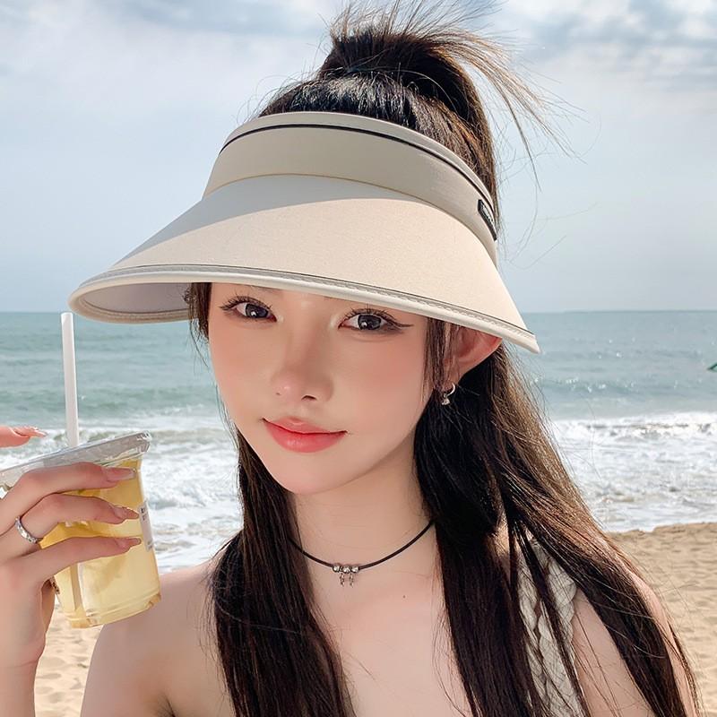 Korean-style sun protection hat for women, spring and summer UV protection, face-slimming sunshade headband, open-top hat, cycling sun hat for women