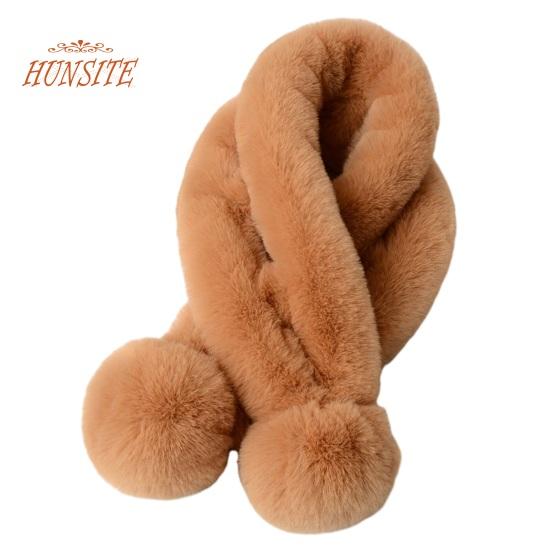 

Женский зимний шарф, мягкий плюшевый шар, декор из искусственного меха, толстый, уютный, теплый для шеи, сплошной цвет, крест, ветрозащитный, термомоющийся, декоративный женский шарф на шею 70cm хаки