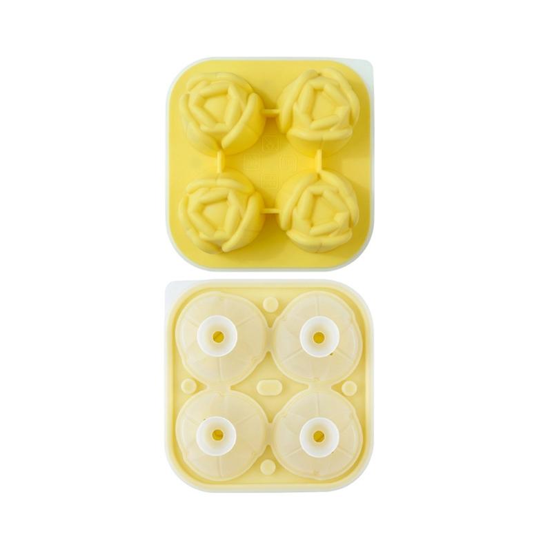 Food Grade Silicone Ice Mold with Tulips Design 4 Cavity Ice Cubes Tray Multipurpose Chocolate Dessert Crafting Mould