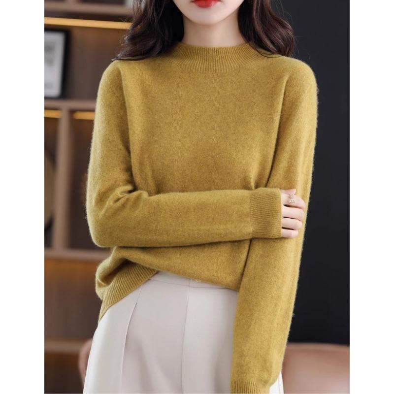 Women's Pullover Sweater Autumn/winter Half High Neck Loose Pullover Slim Base Sweater