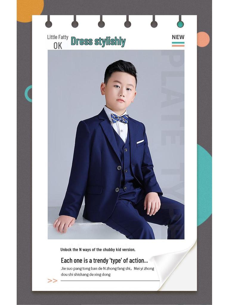 Chłopięcy blezer w kratę plus size - 2023 Dziecięcy garnitur sceniczny