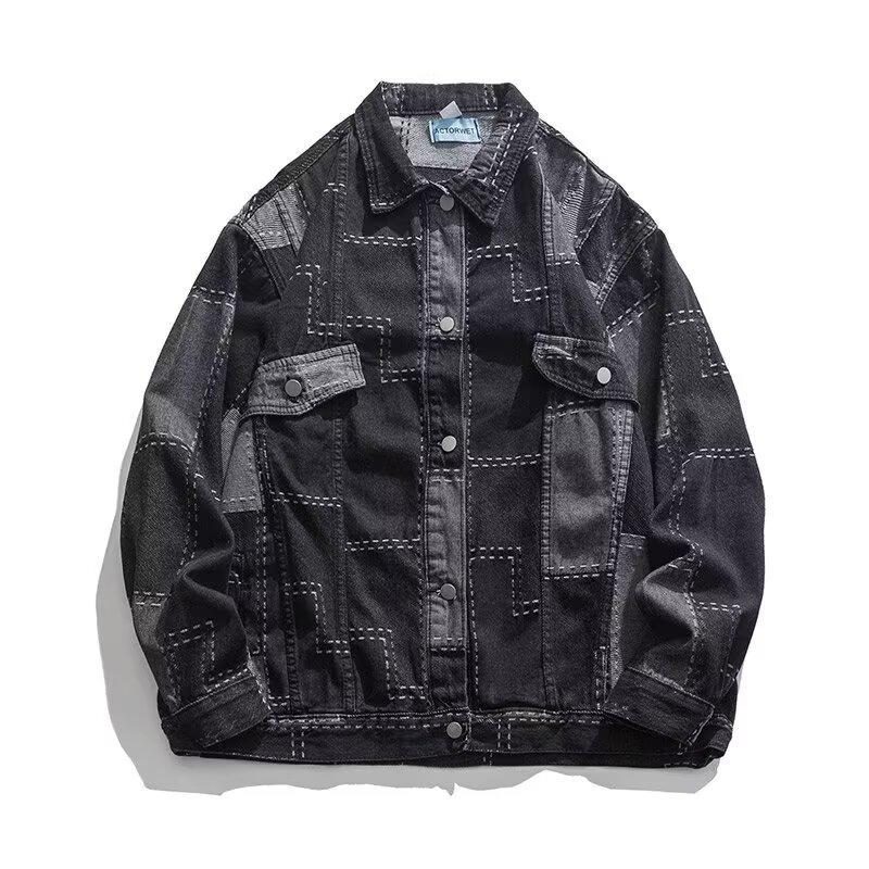 Unisex Retro Denim Motorcycle Jacket: Autumn/Winter Casual Trend, Loose Fit with Lapel