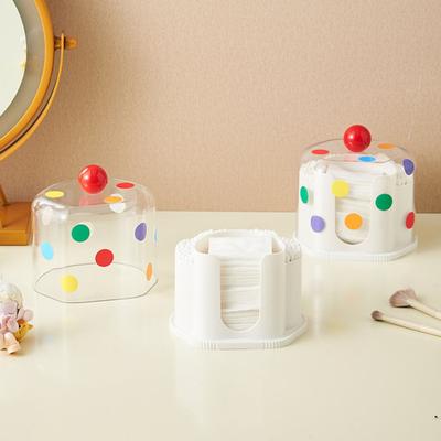 Porta Algodão Estojo de Armazenamento de Cosméticos Grande Capacidade À Prova de Pó Transparente Dispensador de Almofadas de Algodão Porta Cotonetes