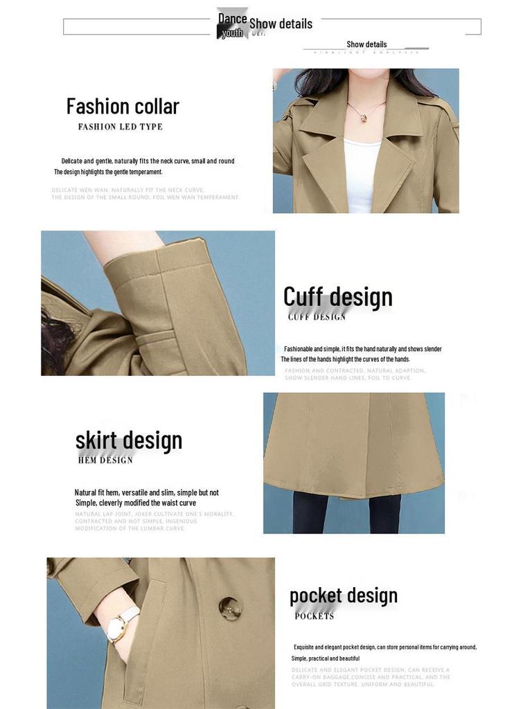 Schicker koreanischer Damen-Midilang-Trenchcoat – Frühjahr/Herbst-Kollektion 2025, großer Kragen, Übergröße, schlankmachende Oberbekleidung