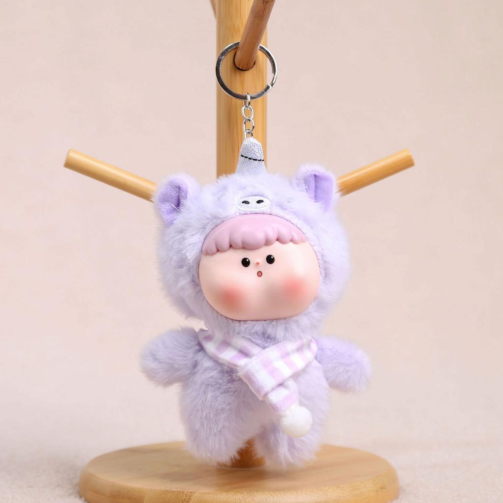 Plush Animal Cosplay Baby Doll Toys Kawaii Keychain Women's Bag Pendant Plush Keychain Student Backpack Decor Kids Birthday Gift