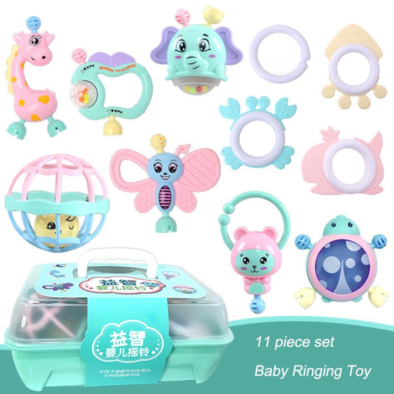 Baby s Newborn Hand Chew Toy Bed Bell 11-piece Rattle Set Rattles Teether Toys Rattle Baby