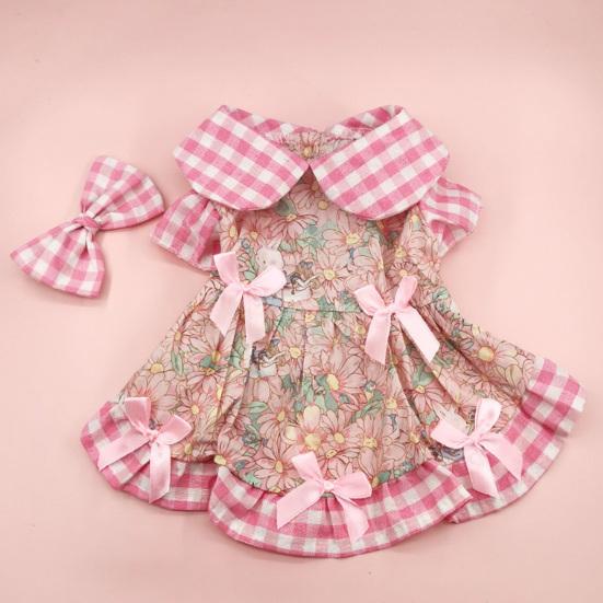 Summer Hawaii Dog Dress Floral Pattern Pet Skirt with Bow Decorations Breathable Comfortable Pet Dress