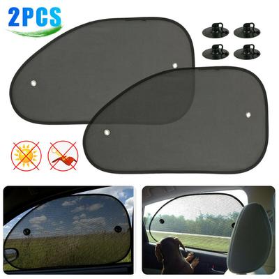New! 2pcs Car Window Screen Sun Shade Mesh Cover Windshield Sunshade Visor With Suction Cups Summer Auto