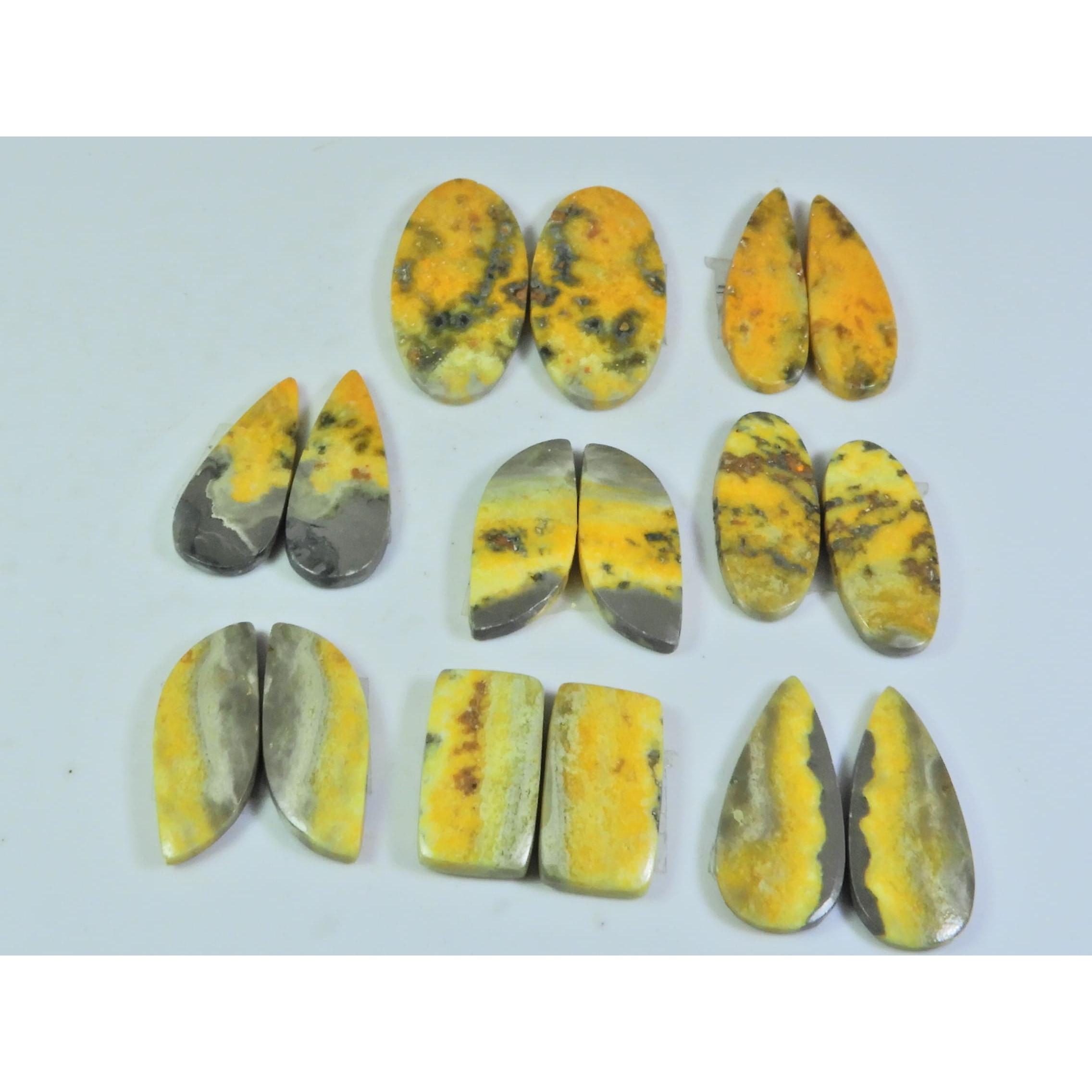 

144Cts. Natural Bumble Bee Jasper Pair Mix Cabochon Loose Gemstone 8Pair Lot C-121