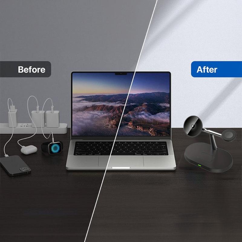 15 W 3-in-1-Magnetladegerät für Smartwatches, Schnellladestation, zusammenklappbarer kabelloser Ladeständer für iPhone 15 14131211/Pro/Max/Mi